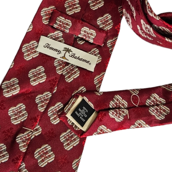 TOMMY BAHAMA Red Geometric Art Silk LUXURY Tie - Picture 3 of 5